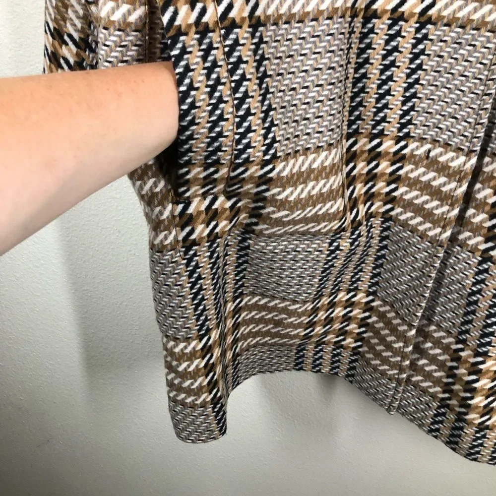 J. Jill Glen Plaid Snap Front Pebble Wool Blend Jacket Coat Size Petite Large